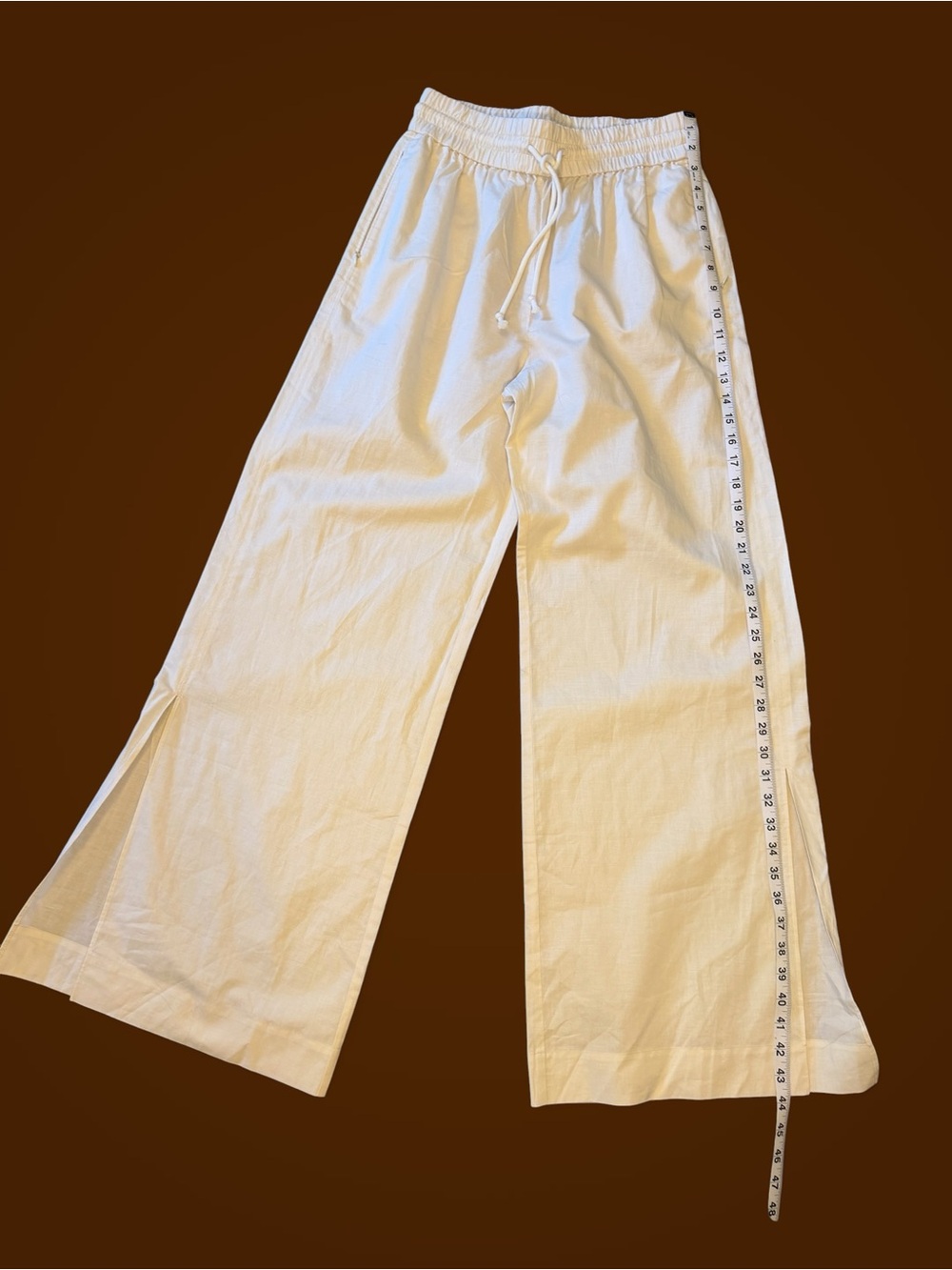 FRAME NWT Wide Leg Drawstring Pants in Off-White, Small
